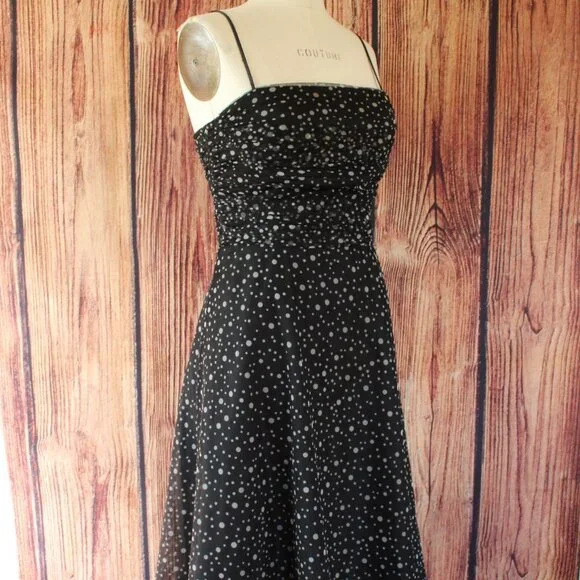 Jessica Howard Dress, Black with Gray Polkadots, Size 8, Fit and Flare, Retro - Picture 6 of 12